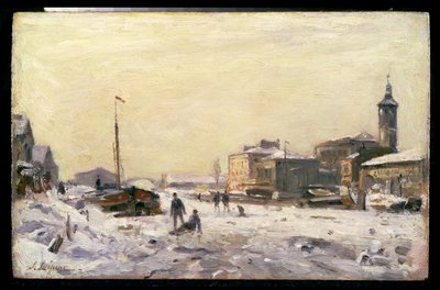 Frozen Canal at La Villette by Stanislas Victor Edouard Lepine